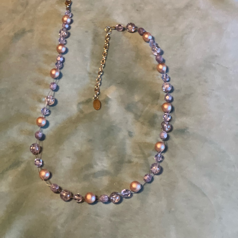 Ankara lavender bead necklace